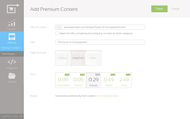 New LaterPay Connector